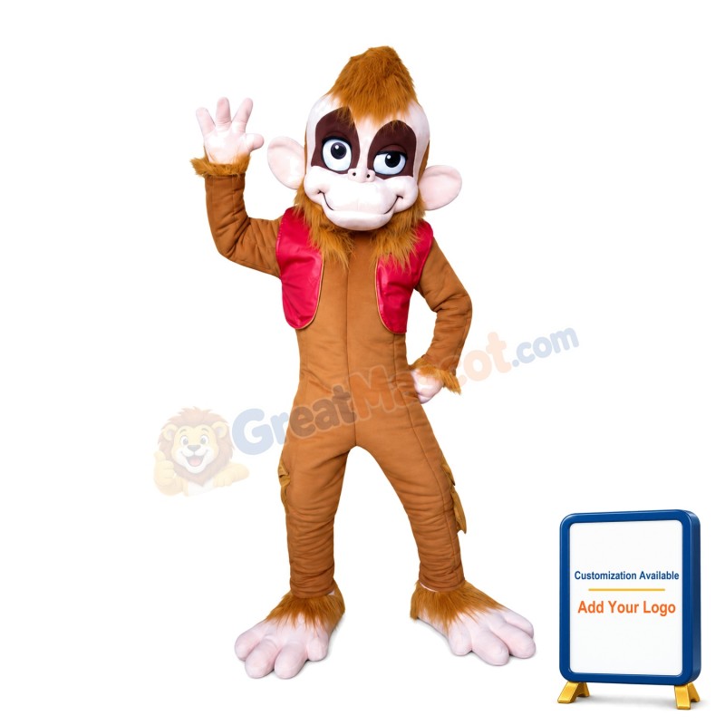 Funny Style Monkey In Red Vest Mascot Costume