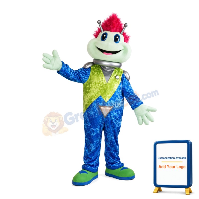 Big Mouth Purple Hair Alien Mascot Costume