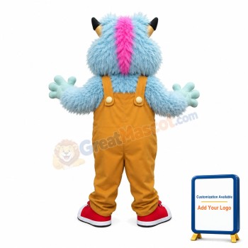 Light Blue Dragon With Brown Rompers Mascot Costume