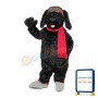 Black Long Fur Dog With Red Scarf Mascot Costume