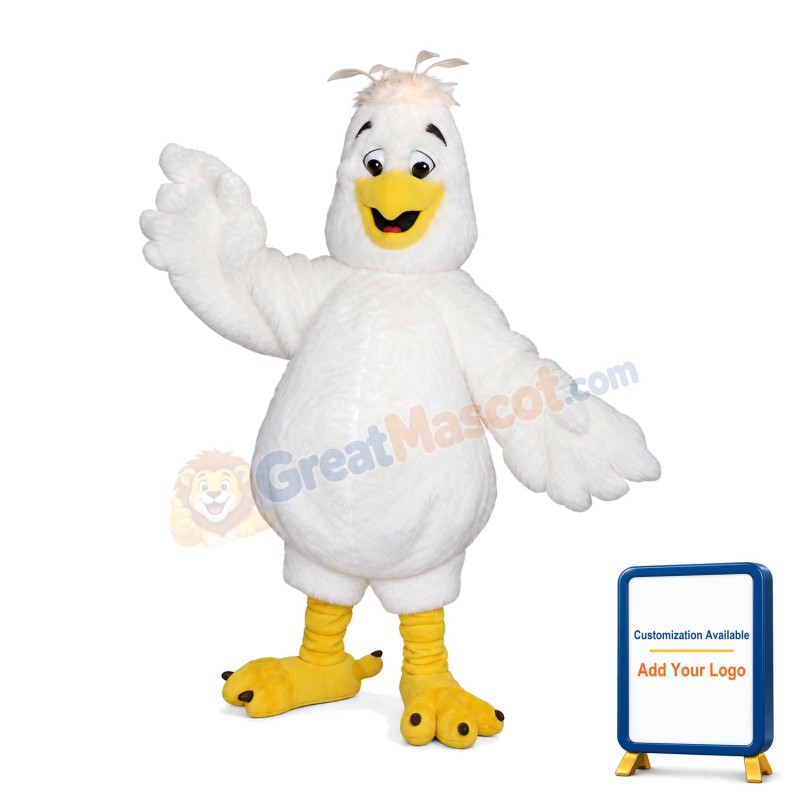 Adult All White Chicken Mascot Costume