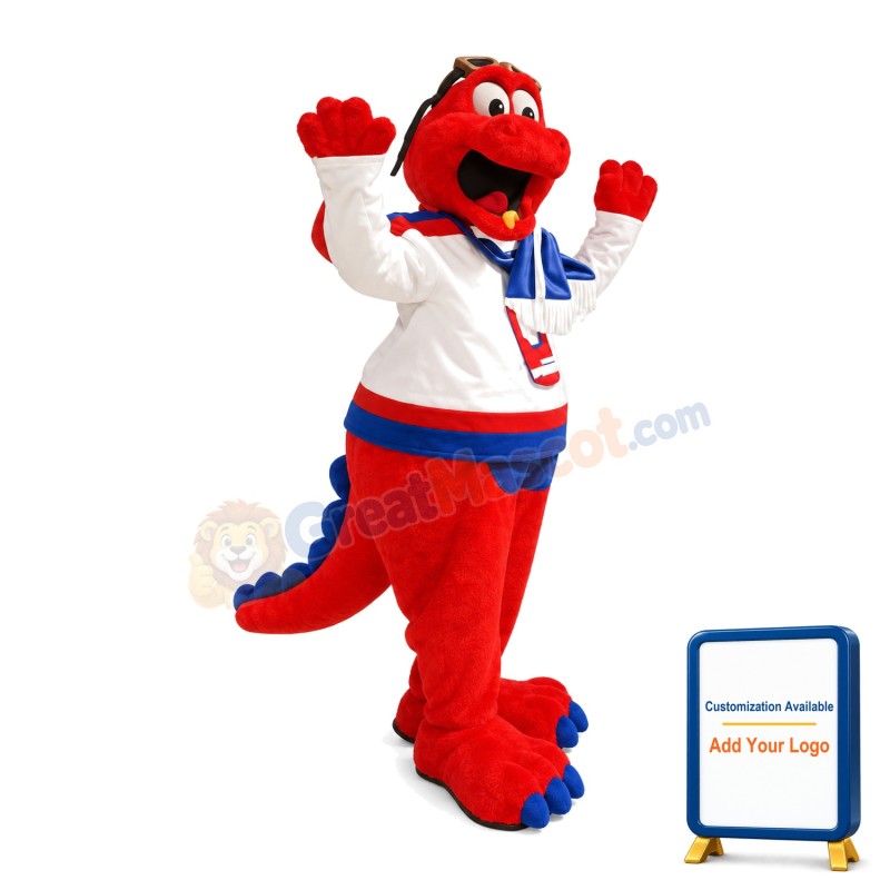 Big Mouth Cartoon Red Dragon Mascot Costume