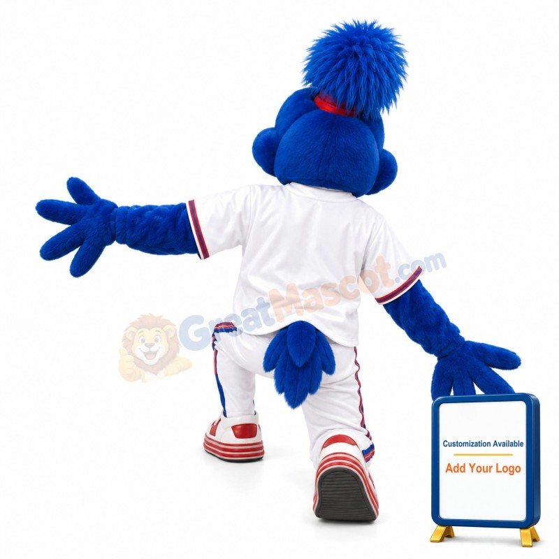 Sports Blue Bird With Jersey Mascot Costume