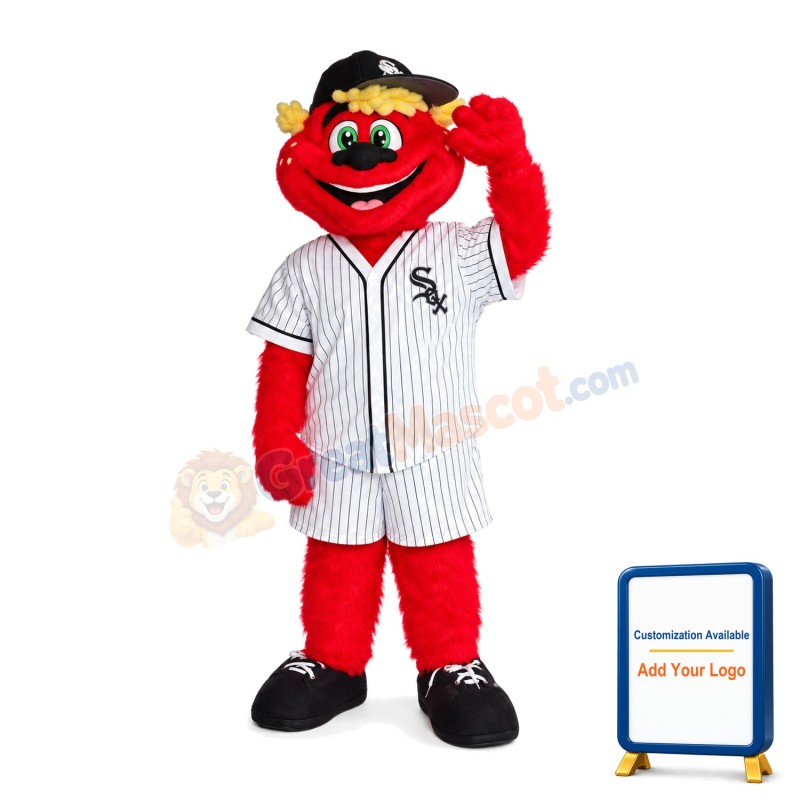 Smiling Red Bear With Jersey Mascot Costume