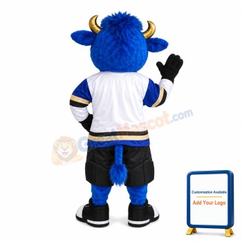 Blue Bull With Golden Horn Mascot Costume