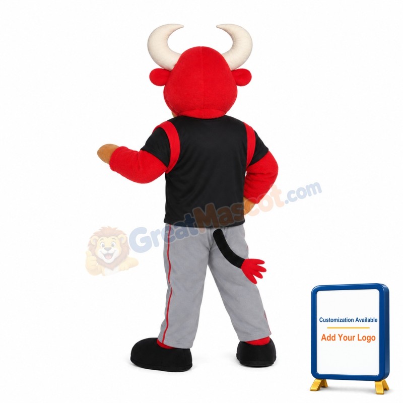 Red Bull Wearing Sports Set Mascot Costume