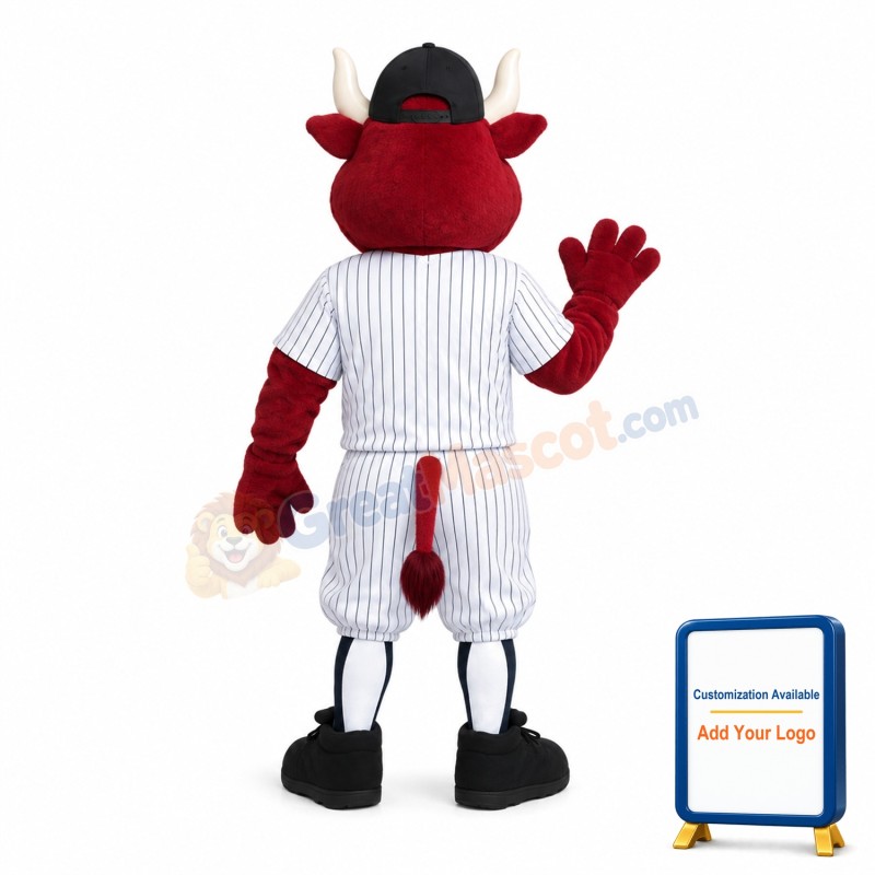 Strong Red Brown Athlete Bull Mascot Costume