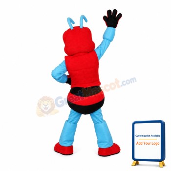 Angry Red & Light Blue Bee Mascot Costume