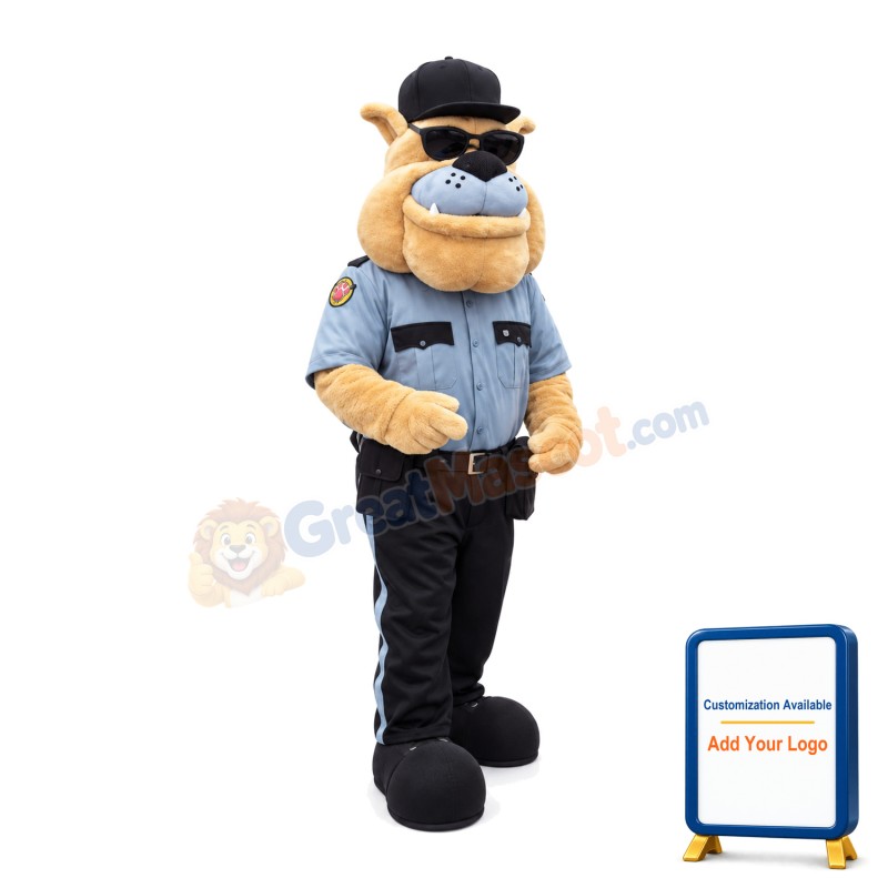 Big Mouth Police Dog With Sunglasses Mascot Costume