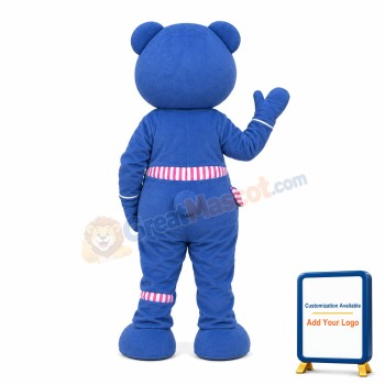 Denim Blue Printed Bear Mascot Costume