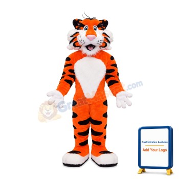 Orange Tiger With Number Plate Mascot Costume