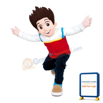 Excited Little Boy With Lush Hair Mascot Costume