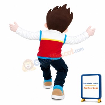 Excited Little Boy With Lush Hair Mascot Costume