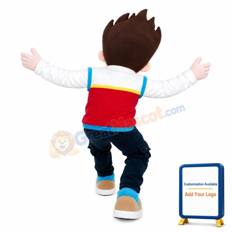 Excited Little Boy With Lush Hair Mascot Costume