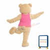 Beige Bear With Pink Vest Mascot Costume