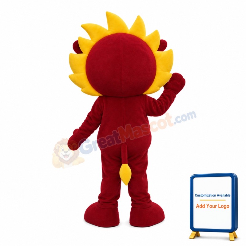 Stunned Little Lion With Yellow Mane Mascot Costume