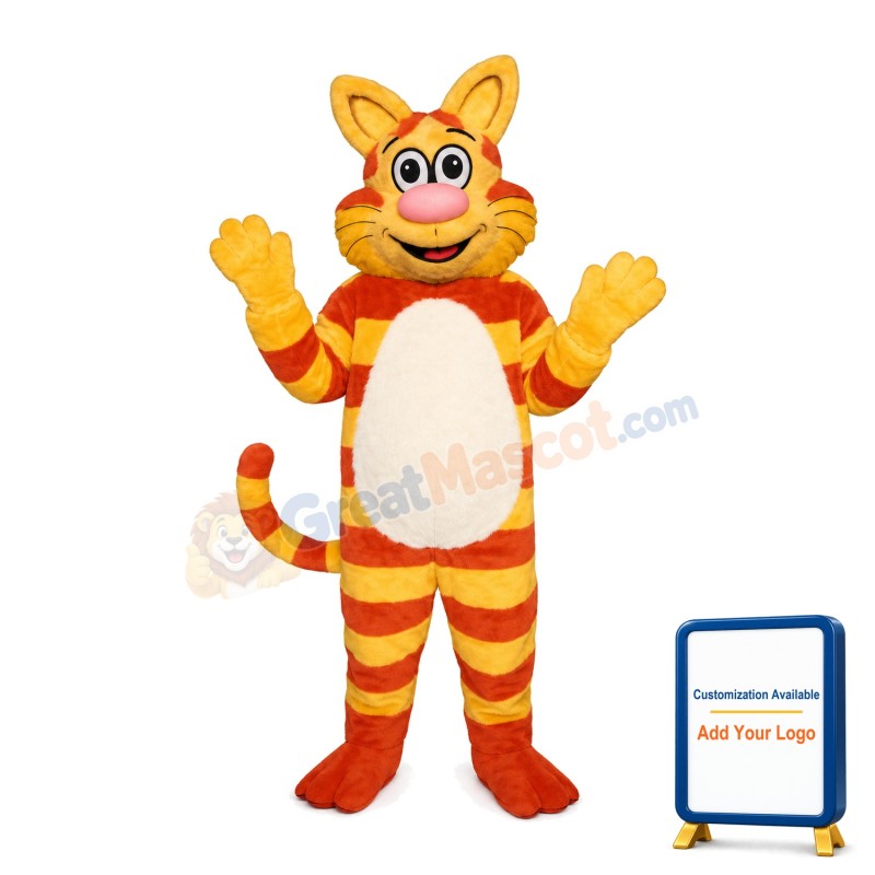Yellow & Orange Striped Cat Mascot Costume