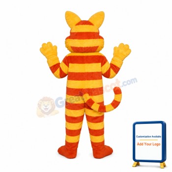 Yellow & Orange Striped Cat Mascot Costume
