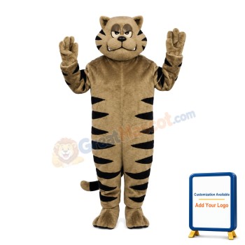 Short Plush Grey Tiger Mascot Costume