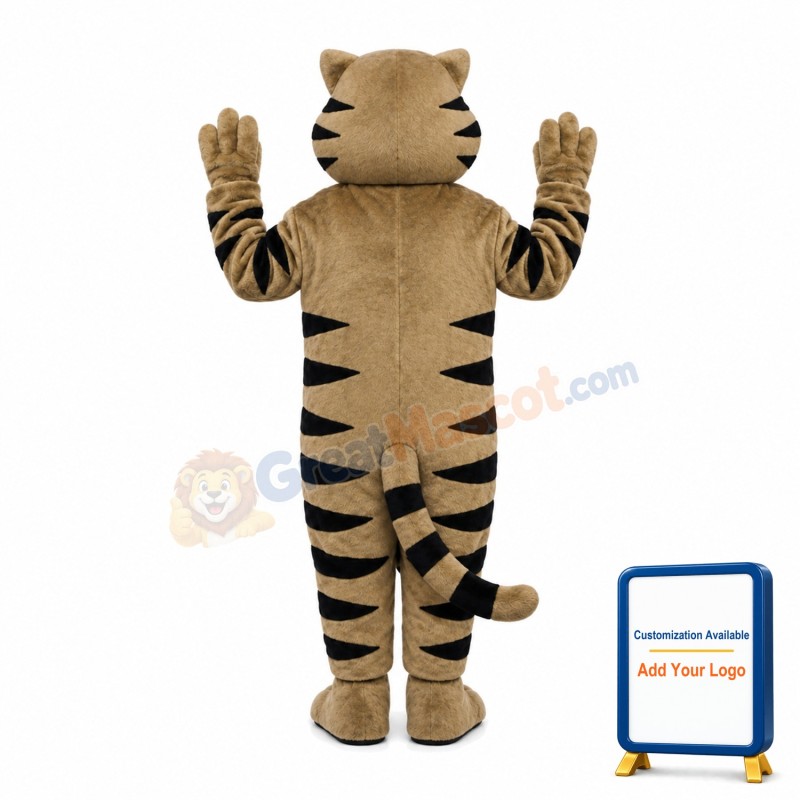 Short Plush Grey Tiger Mascot Costume