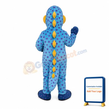 Yellow & Light Blue Speckled Dinosaur Mascot Costume