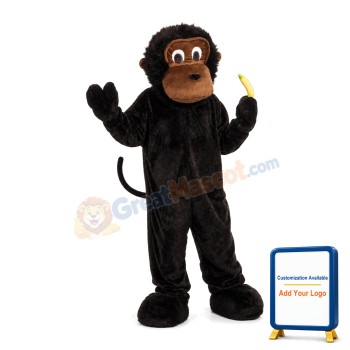 Smart Chimpanzee Holding Banana Mascot Costume