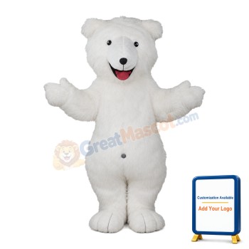 Pure White Polar Bear Mascot Costume