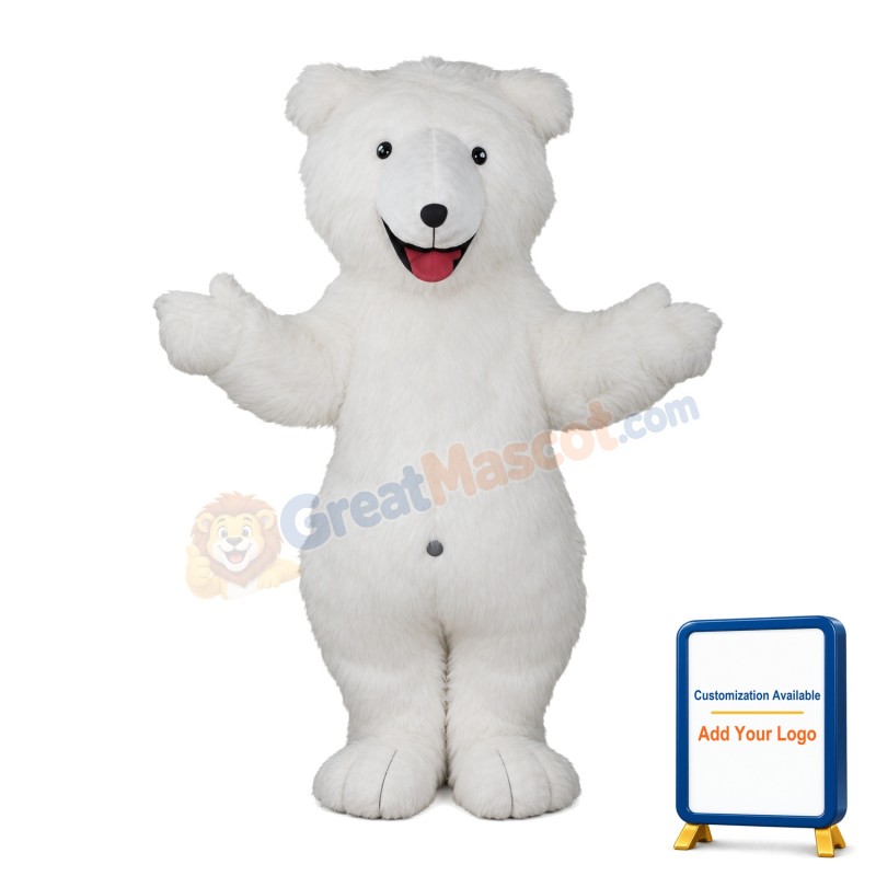 Pure White Polar Bear Mascot Costume