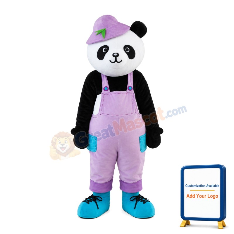 Lively Panda With Pink Pants Mascot Costume
