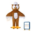 Brown Owl With White Peaked Cap Mascot Costume