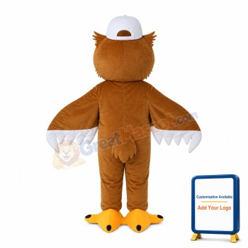 Brown Owl With White Peaked Cap Mascot Costume