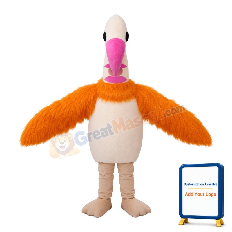 Long Neck Bird With Pink Beak Mascot Costume