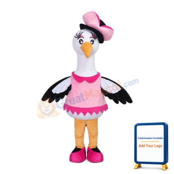 Beautiful Bird With Pink Hat Mascot Costume
