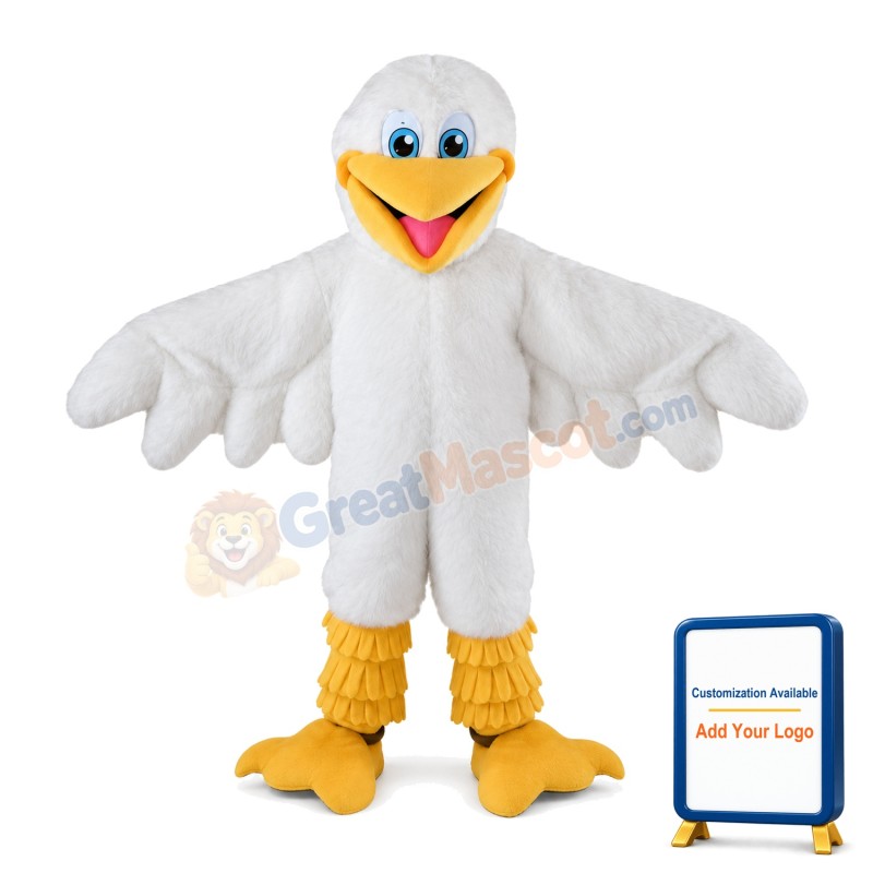 All White Long Fur Bird Mascot Costume