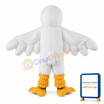 All White Long Fur Bird Mascot Costume