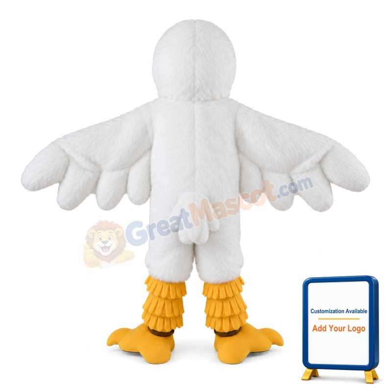 All White Long Fur Bird Mascot Costume