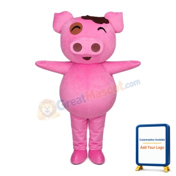 Pink Pig With Large Nostrils Mascot Costume