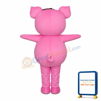 Pink Pig With Large Nostrils Mascot Costume