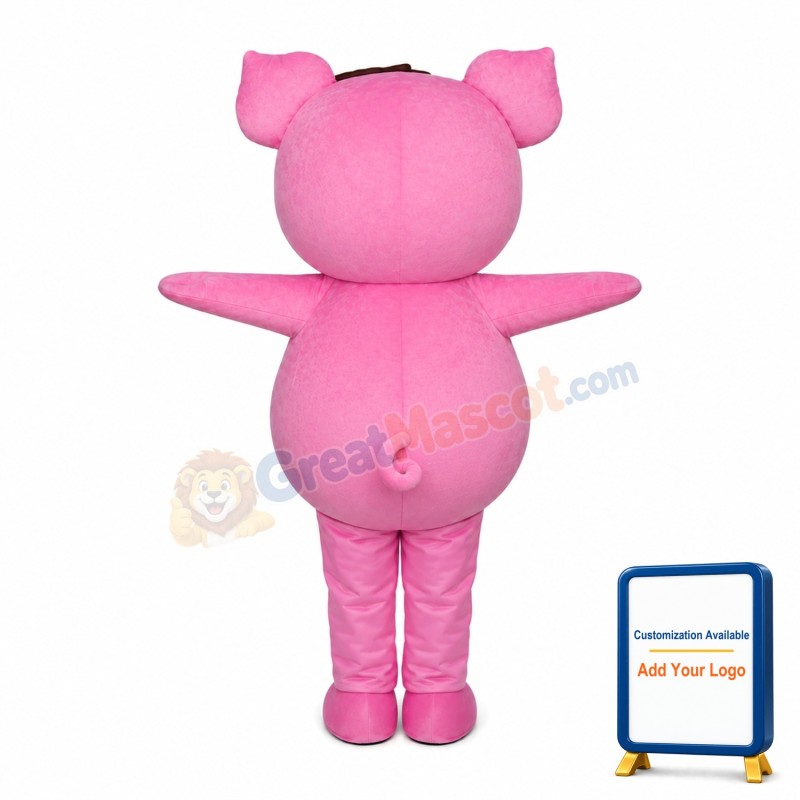 Pink Pig With Large Nostrils Mascot Costume