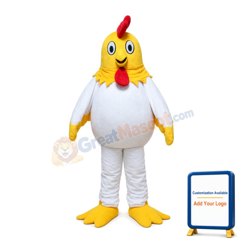 White Chicken With Yellow Head Mascot Costume