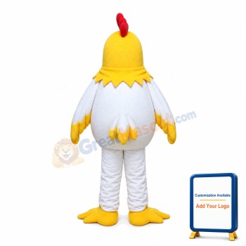 White Chicken With Yellow Head Mascot Costume