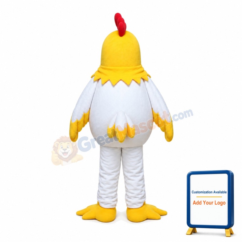 White Chicken With Yellow Head Mascot Costume