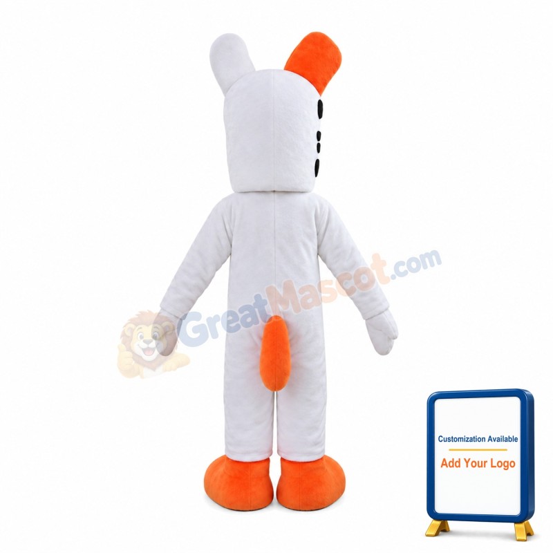 Interesting White & Orange Dog With Yellow Bow Mascot Costume