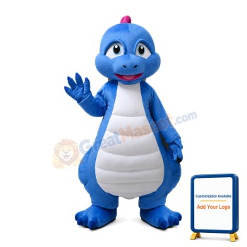 Blue Dinosaur Baby With White Belly Mascot Costume