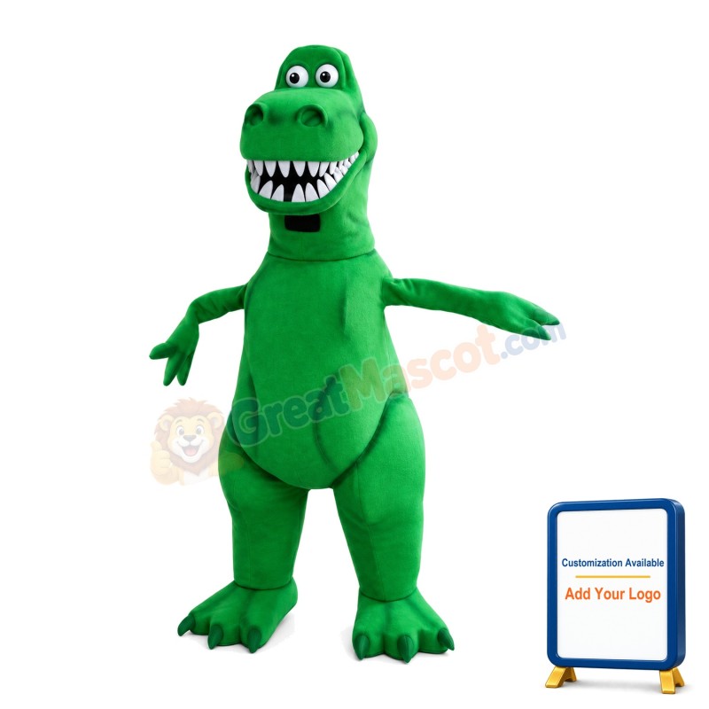 Strong Muscle Green Dinosaur Mascot Costume