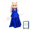 Silver Hair Pig Women With Blue Dress Mascot Costume
