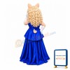 Silver Hair Pig Women With Blue Dress Mascot Costume