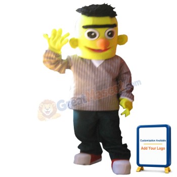 Friendly Yellow Square Face Man Mascot Costume