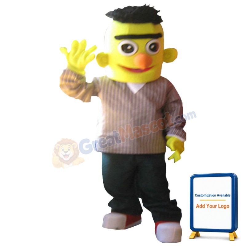 Friendly Yellow Square Face Man Mascot Costume