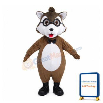 Studious Baby Wolf With Glasses Mascot Costume
